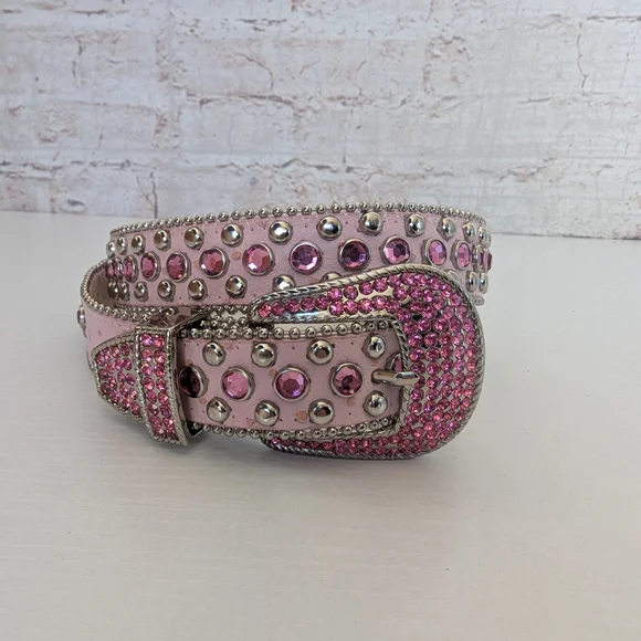 Christine Alexander Pink and Silver Studded Belt display picture 1